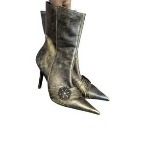 Vintage Y2K  Steve Madden Gold Dynasti Boots Size 8.5